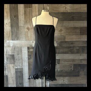 JS Boutique black ruffle dress size 10 Spanish Seniorita dark feminine cocktail
